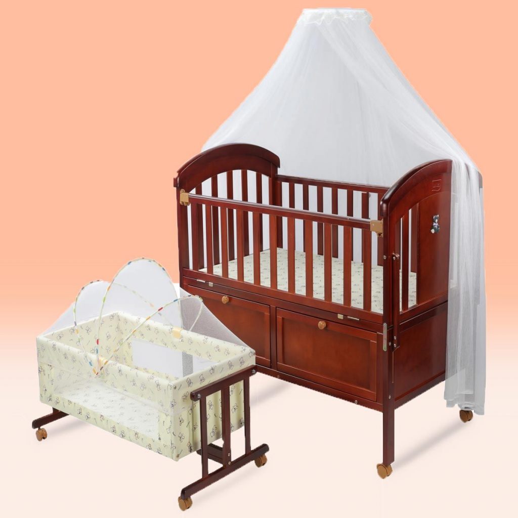 LuvLap Wooden Baby Cot